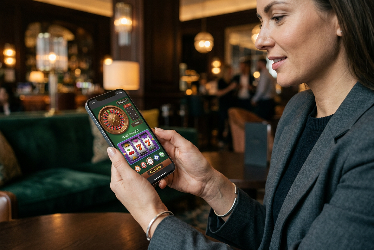 A high-end mobile gaming experience featuring online casino apps.